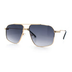 Mens Luxury Mobster Rectangular Double Bridge Racer Metal Rim Sunglasses