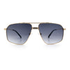 Mens Luxury Mobster Rectangular Double Bridge Racer Metal Rim Sunglasses
