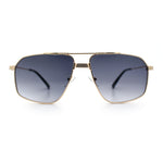 Mens Luxury Mobster Rectangular Double Bridge Racer Metal Rim Sunglasses