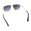 Mens Luxury Mobster Rectangular Double Bridge Racer Metal Rim Sunglasses