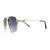 Mens Luxury Mobster Rectangular Double Bridge Racer Metal Rim Sunglasses