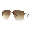 Mens Luxury Mobster Rectangular Double Bridge Racer Metal Rim Sunglasses