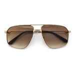 Mens Luxury Mobster Rectangular Double Bridge Racer Metal Rim Sunglasses