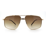 Mens Luxury Mobster Rectangular Double Bridge Racer Metal Rim Sunglasses