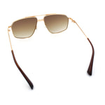 Mens Luxury Mobster Rectangular Double Bridge Racer Metal Rim Sunglasses
