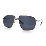 Mens Luxury Mobster Rectangular Double Bridge Racer Metal Rim Sunglasses