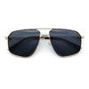 Mens Luxury Mobster Rectangular Double Bridge Racer Metal Rim Sunglasses