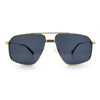 Mens Luxury Mobster Rectangular Double Bridge Racer Metal Rim Sunglasses