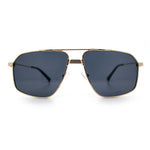 Mens Luxury Mobster Rectangular Double Bridge Racer Metal Rim Sunglasses