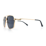 Mens Luxury Mobster Rectangular Double Bridge Racer Metal Rim Sunglasses