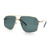 Mens Luxury Mobster Rectangular Double Bridge Racer Metal Rim Sunglasses