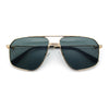 Mens Luxury Mobster Rectangular Double Bridge Racer Metal Rim Sunglasses