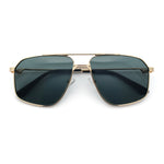Mens Luxury Mobster Rectangular Double Bridge Racer Metal Rim Sunglasses