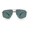 Mens Luxury Mobster Rectangular Double Bridge Racer Metal Rim Sunglasses