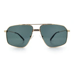 Mens Luxury Mobster Rectangular Double Bridge Racer Metal Rim Sunglasses