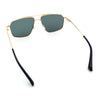 Mens Luxury Mobster Rectangular Double Bridge Racer Metal Rim Sunglasses