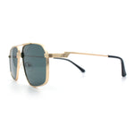 Mens Luxury Mobster Rectangular Double Bridge Racer Metal Rim Sunglasses