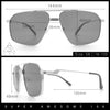Mens Luxury Mobster Rectangular Double Bridge Racer Metal Rim Sunglasses