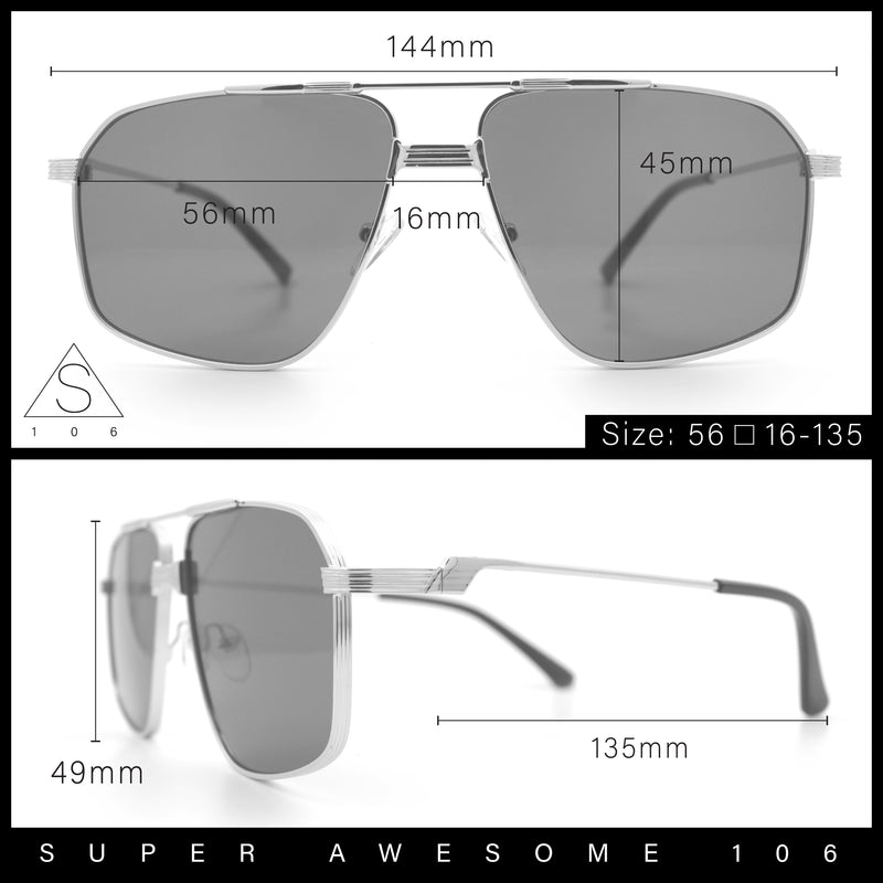 Mens Luxury Mobster Rectangular Double Bridge Racer Metal Rim Sunglasses
