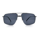 Mens Luxury Mobster Rectangular Double Bridge Racer Metal Rim Sunglasses