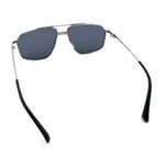 Mens Luxury Mobster Rectangular Double Bridge Racer Metal Rim Sunglasses