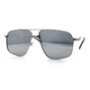 Mens Luxury Mobster Rectangular Double Bridge Racer Metal Rim Sunglasses