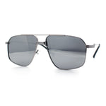 Mens Luxury Mobster Rectangular Double Bridge Racer Metal Rim Sunglasses
