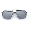 Mens Luxury Mobster Rectangular Double Bridge Racer Metal Rim Sunglasses