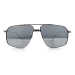 Mens Luxury Mobster Rectangular Double Bridge Racer Metal Rim Sunglasses
