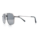 Mens Luxury Mobster Rectangular Double Bridge Racer Metal Rim Sunglasses