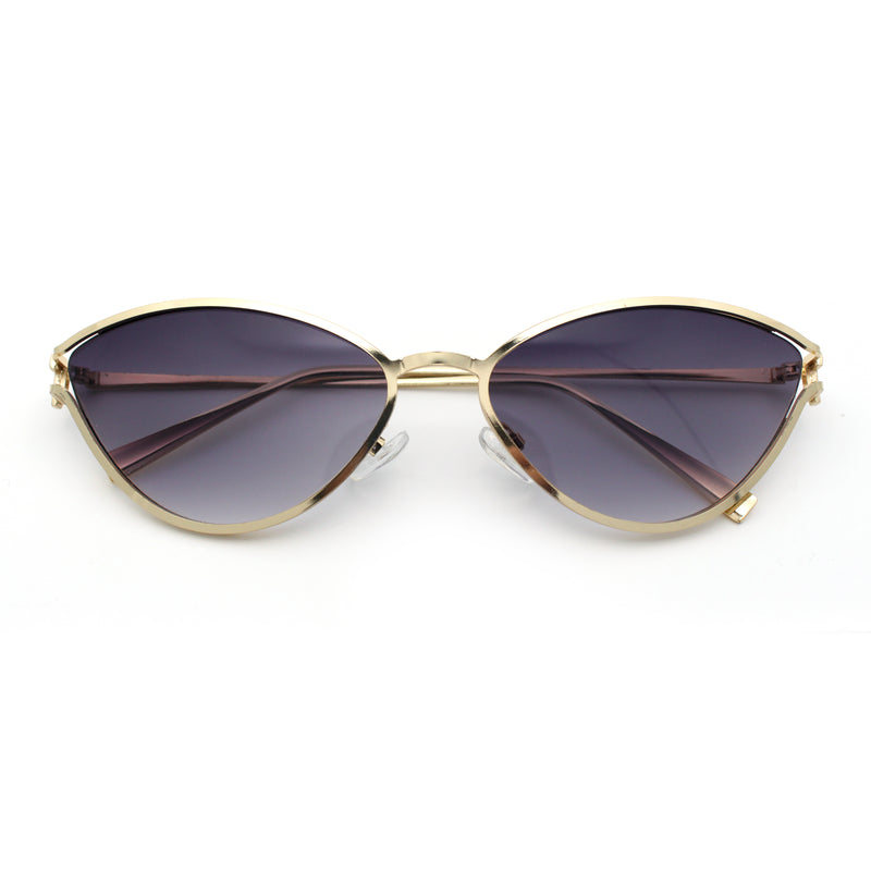 Womens Metal Rim Cat Eye Breezy Casual Fashion Sunglasses