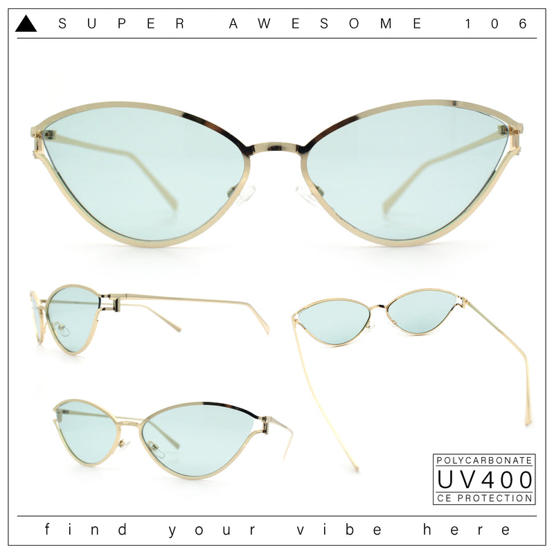 Womens Metal Rim Cat Eye Breezy Casual Fashion Sunglasses