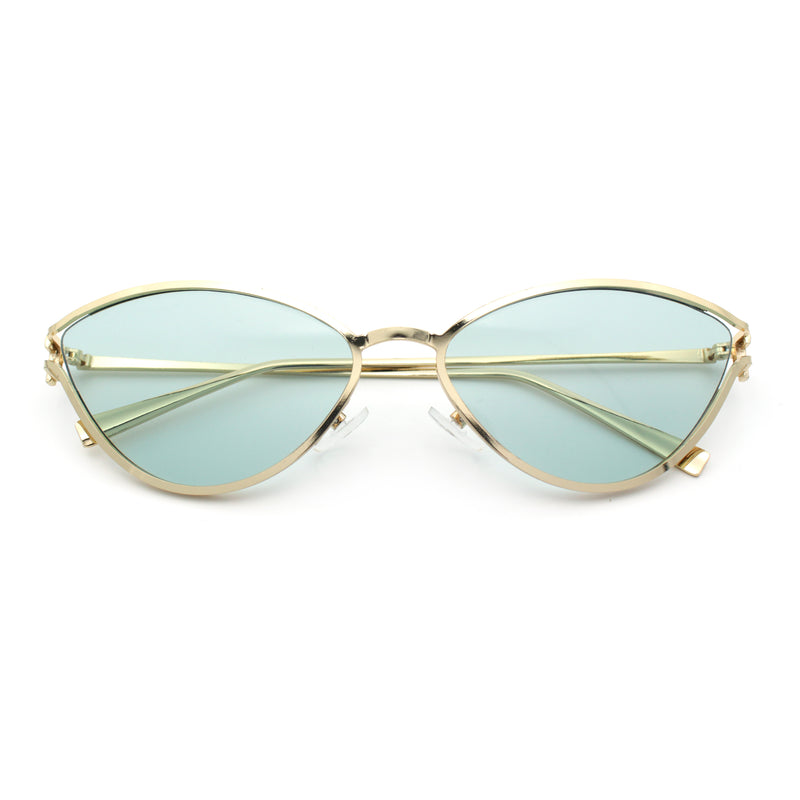 Womens Metal Rim Cat Eye Breezy Casual Fashion Sunglasses