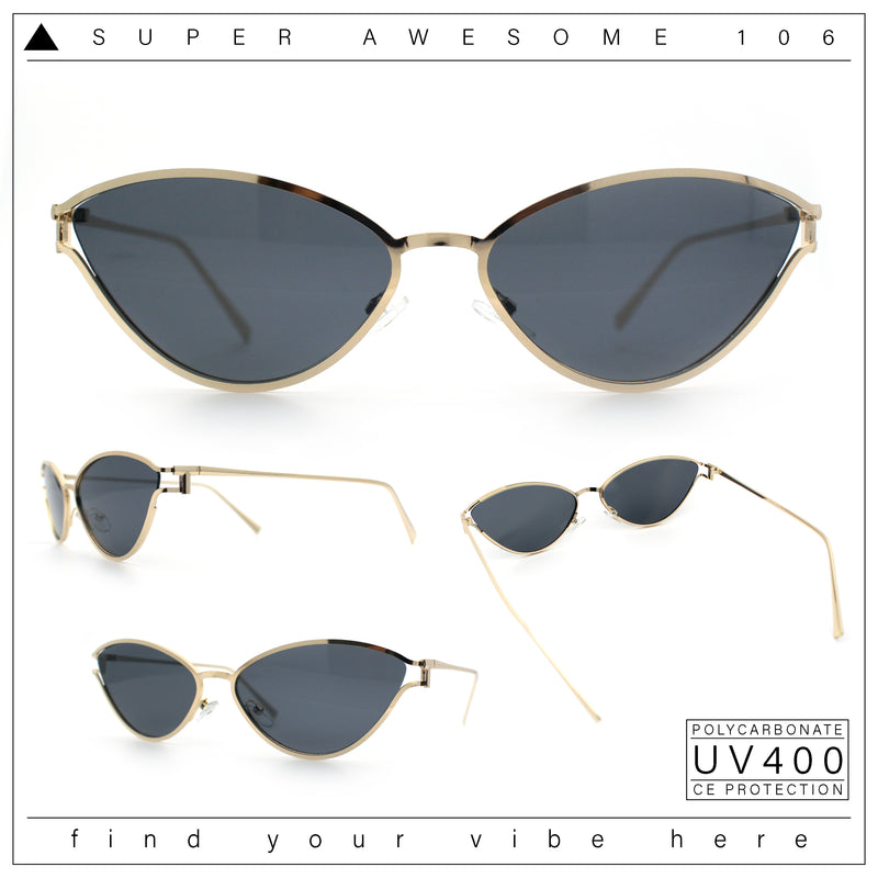 Womens Metal Rim Cat Eye Breezy Casual Fashion Sunglasses