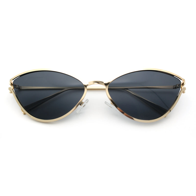 Womens Metal Rim Cat Eye Breezy Casual Fashion Sunglasses