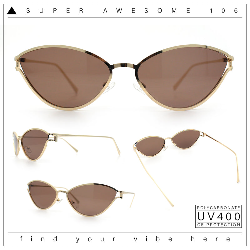 Womens Metal Rim Cat Eye Breezy Casual Fashion Sunglasses