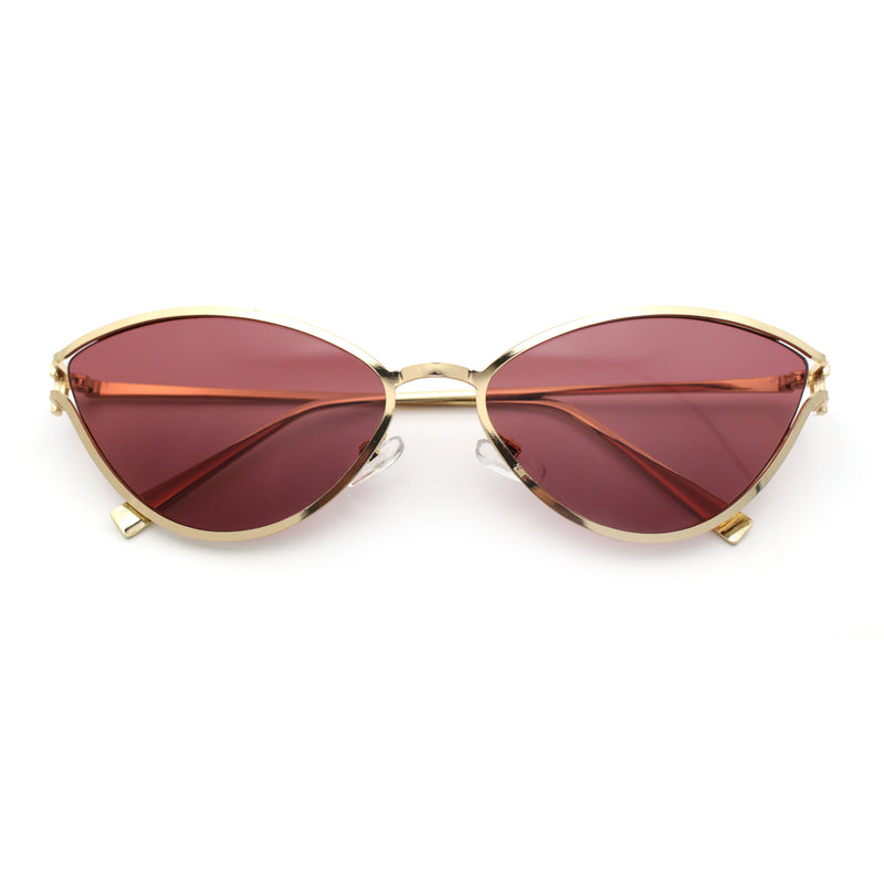 Womens Metal Rim Cat Eye Breezy Casual Fashion Sunglasses