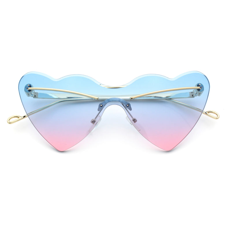 Womens Oversized Shield Cat Eye Heart Shape Flirty Sunglasses