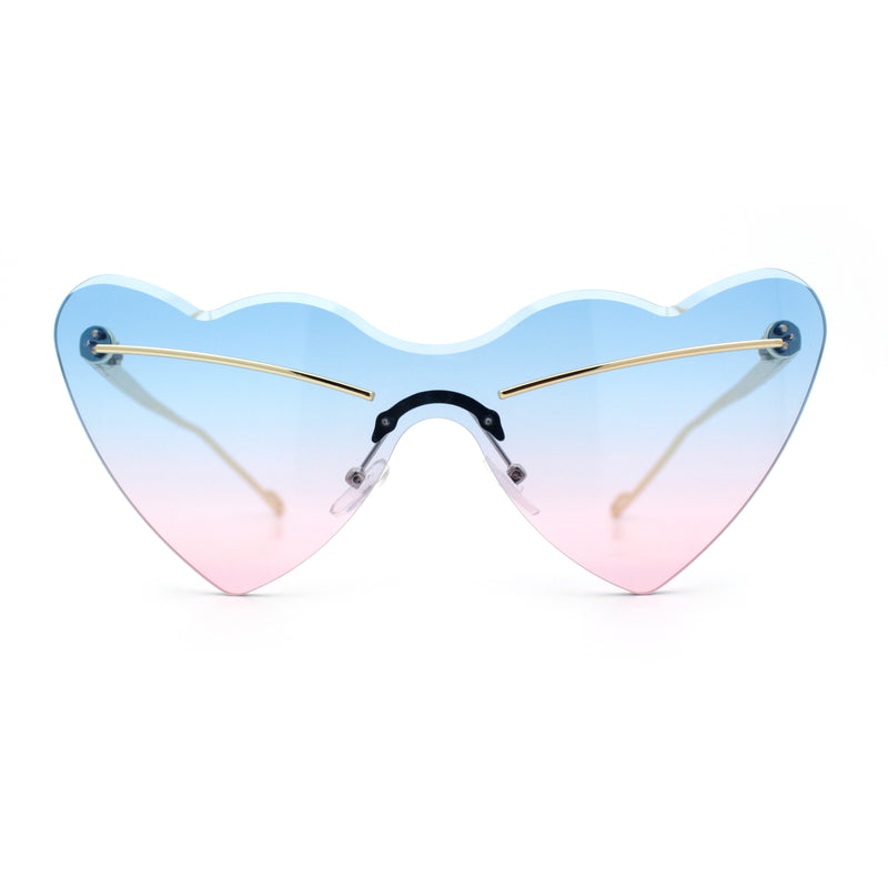 Womens Oversized Shield Cat Eye Heart Shape Flirty Sunglasses