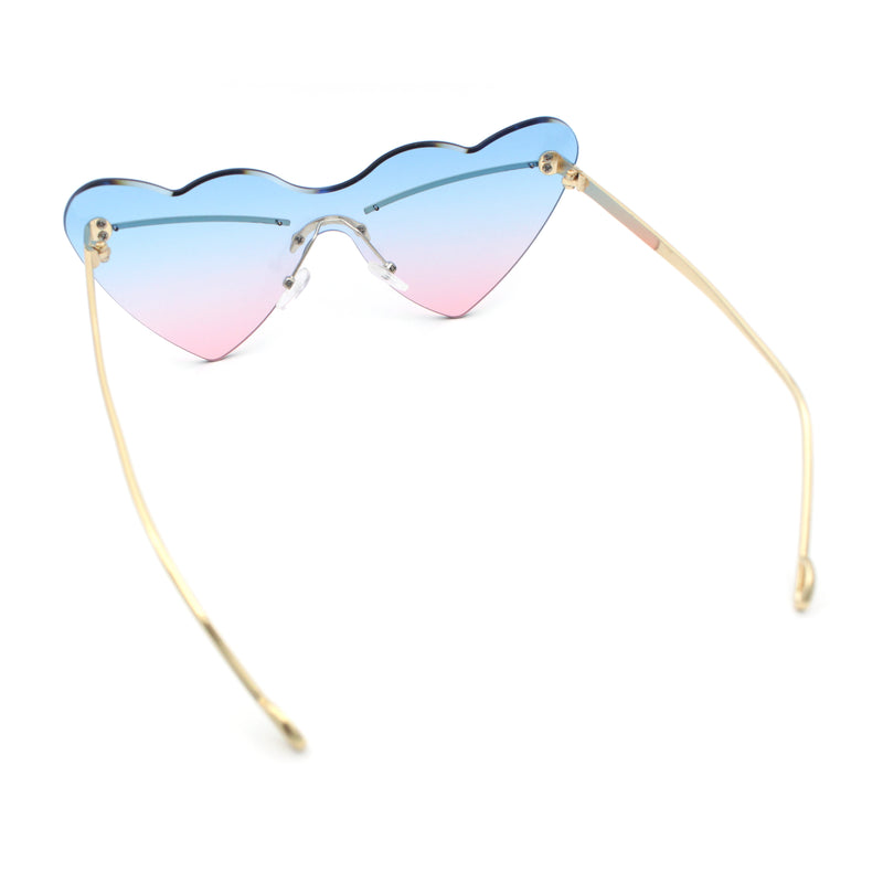 Womens Oversized Shield Cat Eye Heart Shape Flirty Sunglasses