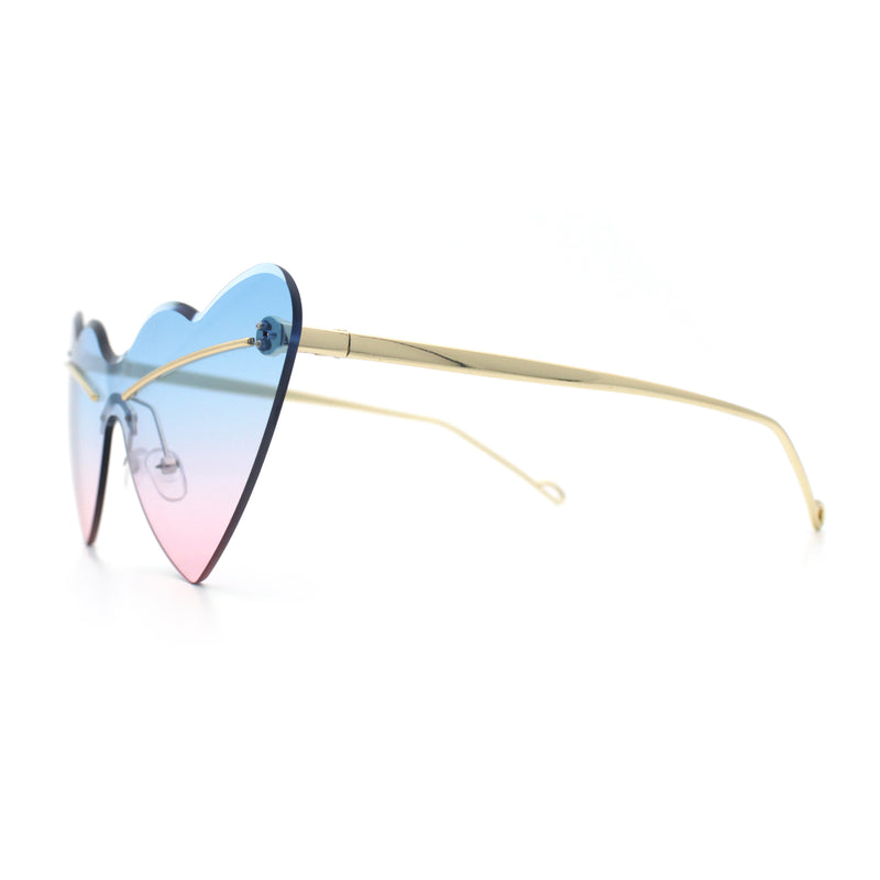 Womens Oversized Shield Cat Eye Heart Shape Flirty Sunglasses