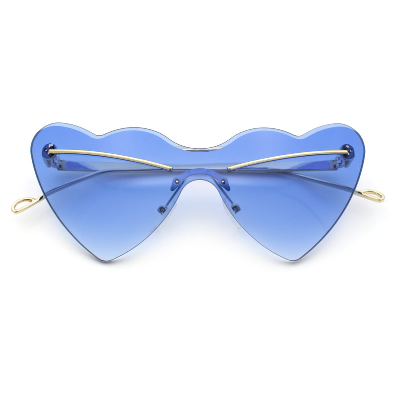 Womens Oversized Shield Cat Eye Heart Shape Flirty Sunglasses