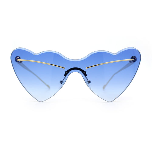 Womens Oversized Shield Cat Eye Heart Shape Flirty Sunglasses