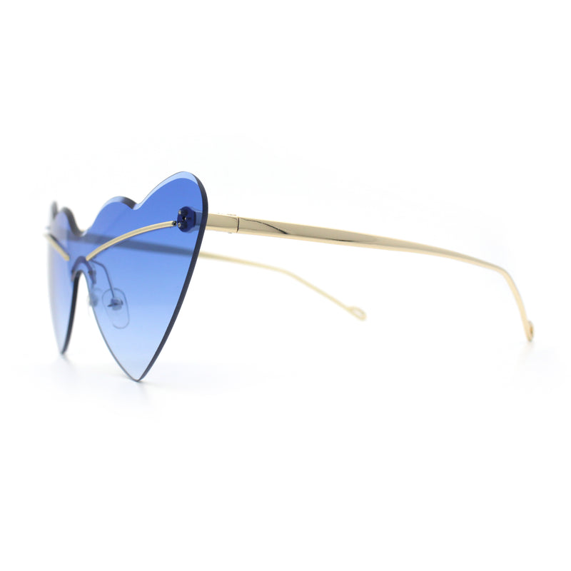 Womens Oversized Shield Cat Eye Heart Shape Flirty Sunglasses