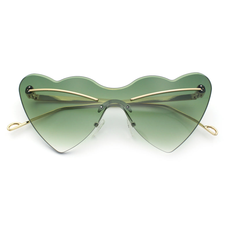 Womens Oversized Shield Cat Eye Heart Shape Flirty Sunglasses
