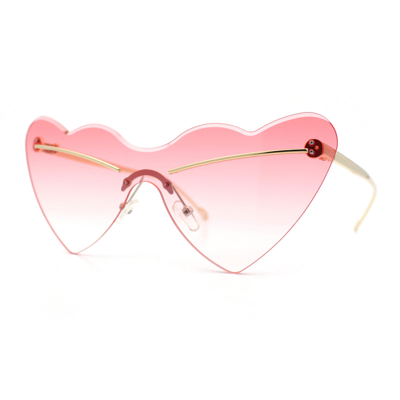 Womens Oversized Shield Cat Eye Heart Shape Flirty Sunglasses