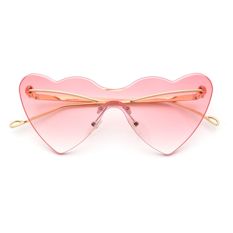 Womens Oversized Shield Cat Eye Heart Shape Flirty Sunglasses