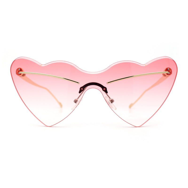 Womens Oversized Shield Cat Eye Heart Shape Flirty Sunglasses
