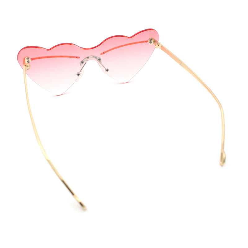 Womens Oversized Shield Cat Eye Heart Shape Flirty Sunglasses