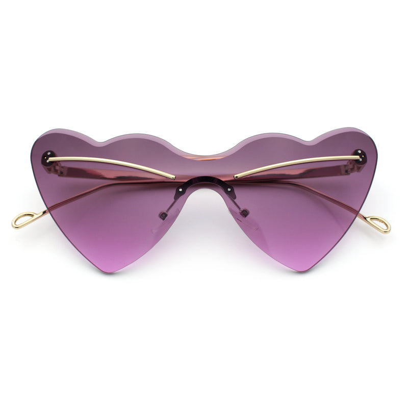 Womens Oversized Shield Cat Eye Heart Shape Flirty Sunglasses